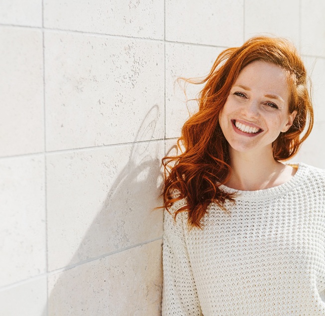 Woman smiling outside